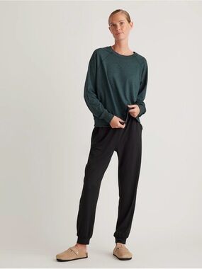 NWT Quince Deep Teal Crewneck Pullover Sz S Womens